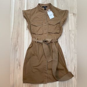 Forever 21 Cargo Khaki Tie Waist Mini Dress Size Small